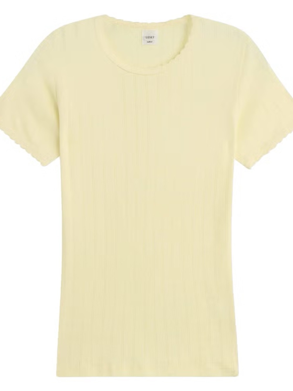 LESET Pointelle Slim Fit Tee Canary Yellow Large